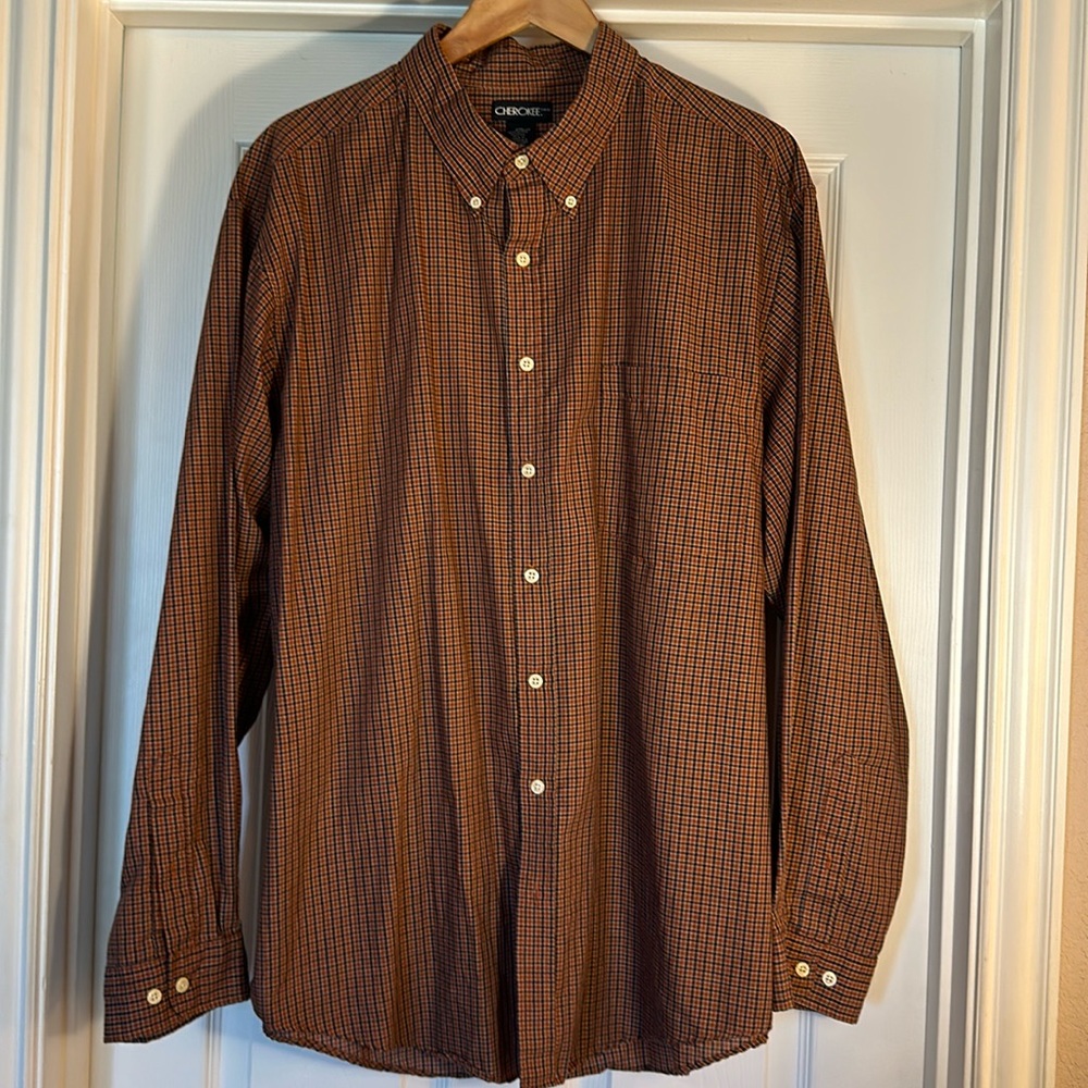Cherokee Button-Up XXL Plaid Long Sleeve Men’s Shirt
